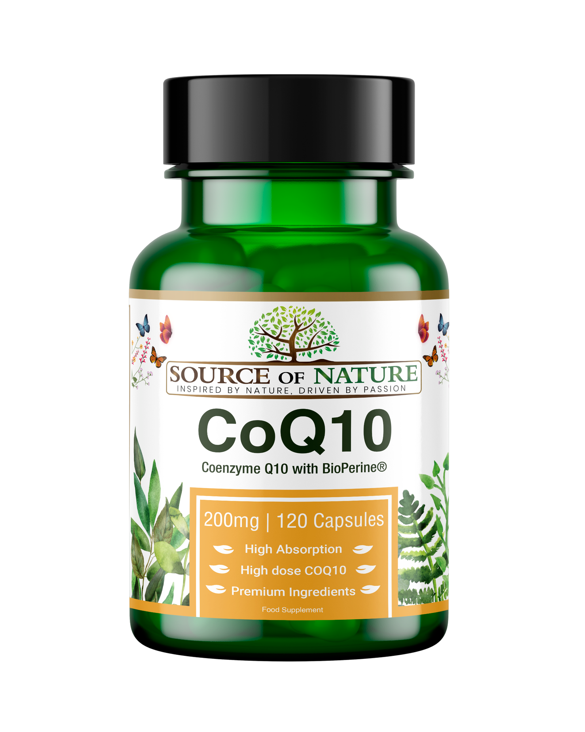 CoQ10 200mg | 120 Capsules | Approvisionnement de 4 mois - Source of Nature